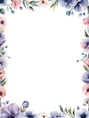 Fototapeta premium floral-frame-consisting-of-assorted-delicate-blooms-watercolor-flat-illustration-in-minimalist-style