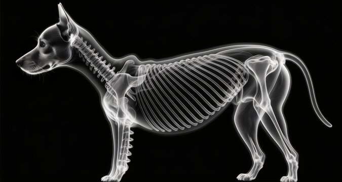  An X-ray of a dog's skeletal structure
