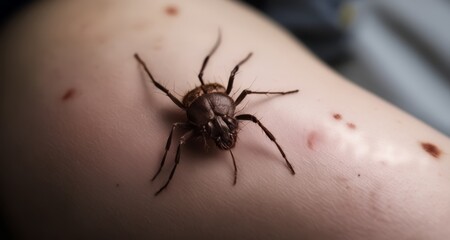  Close encounter with a spider on human skin