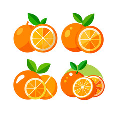 orange icon fresh fruits illustrations