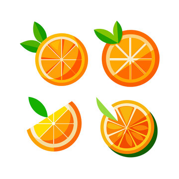 orange icon fresh fruits illustrations