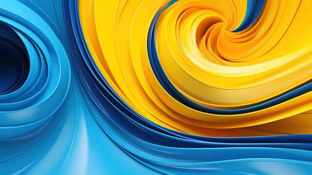 Yellow And Blue Abstract Spiral Graphic Background