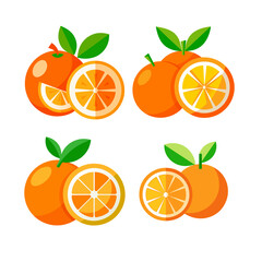 orange icon fresh fruits illustrations