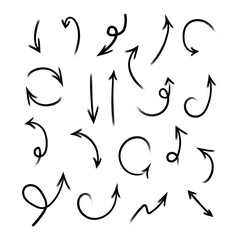 Set of hand drawn arrows. Vector illustration