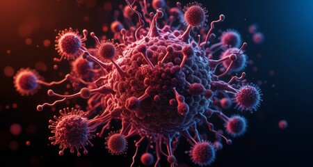 Obraz premium Viral Infection - A Close-Up Look at the Battle Within