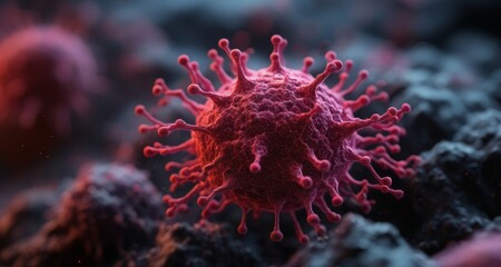 Naklejka na ściany i meble Viral menace - A microscopic view of a pandemic threat