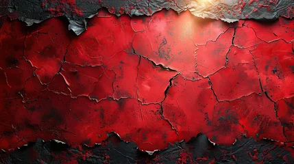 Foto op Aluminium Abstract red background or paper with bright center spotlight and black vignette frame with vintage grunge background. black paper texture light red graphic art outline design © Morng