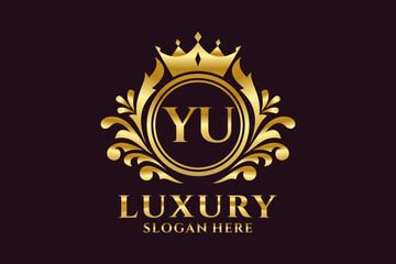 Initial YU Letter Royal Luxury Logo template in vector art for luxurious branding projects and other vector illustration.