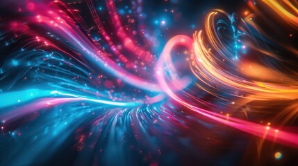 Abstract Energy Flow with Vibrant Neon Colors in Motion