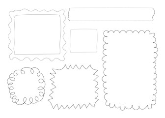 Doodle style text frames with black decorative shape outline on transparent background.
