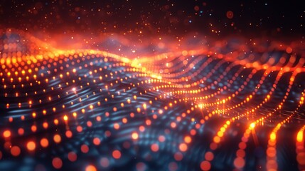 Beautiful futuristic lights and reflections with grid background.