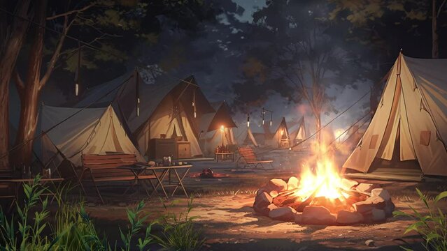 キャンプの焚火