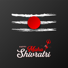 Happy Maha Shivratri the hindu festival with Grunge texture of Mahadev Tilak in Red sign, Concept, Template, Banner, Logo Design, Icon, Poster, Unit, Label, Symbol, Mnemonic. Shankar, shiva, Trishul.