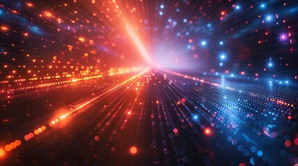 Fototapeta premium Beautiful futuristic lights and reflections with grid background.