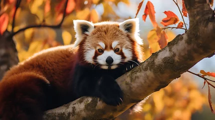 Foto auf Alu-Dibond A red panda lounging in a tree. © Muhammad