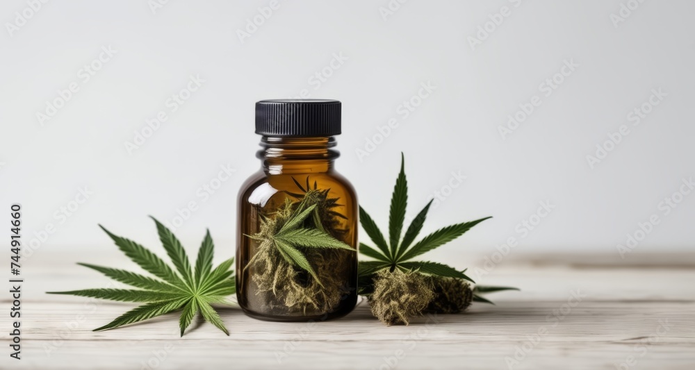 Poster  Cannabis oil and buds, a natural remedy