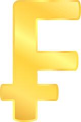 Fototapeta premium Metal golden Swiss Franc coin currency exchange symbol icon flat vector illustration clipart