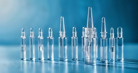  A collection of clear glass syringes with needles