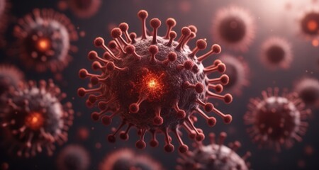 Fototapeta premium Viral Infection - A microscopic view of a virus spreading