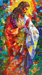 Fototapeta premium Mosaic art concept of Jesus Christ