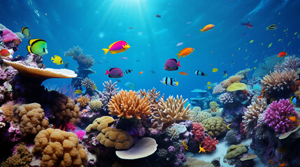 Obraz na płótnie Canvas A vibrant coral reef teeming with marine life.