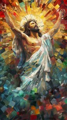 Fototapeta premium Mosaic art concept of Jesus Christ