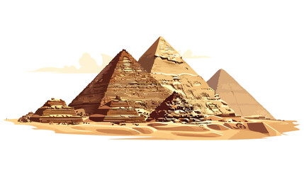 Egyptian pyramids desert isolated on white backgroun