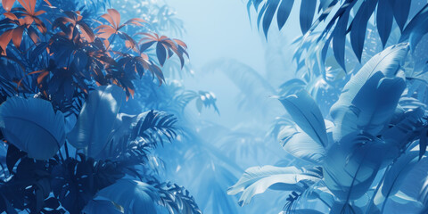 Blue leaves tropical summer background