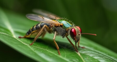 Fototapeta premium Vibrant bee, a nature's masterpiece