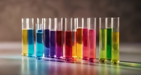  Vibrant liquid in test tubes on a dark background
