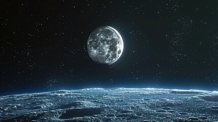 Naklejka na ściany i meble The moon revolves around the blue planet. Elements of this image furnished by NASA.