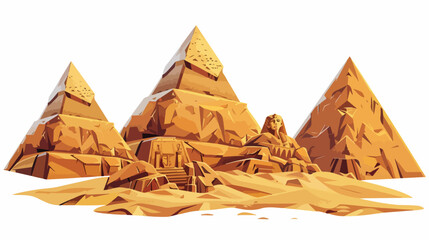 Egyptian pyramids landmarks isolated on white backgr