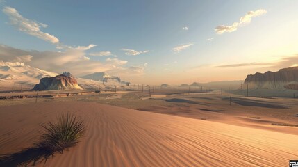 Fototapeta na wymiar Endless Expanse of Sandy Dunes: A Captivating View of the Desert's Flatlands