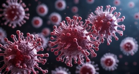 Naklejka na ściany i meble Viruses in motion - A microscopic journey through a pandemic