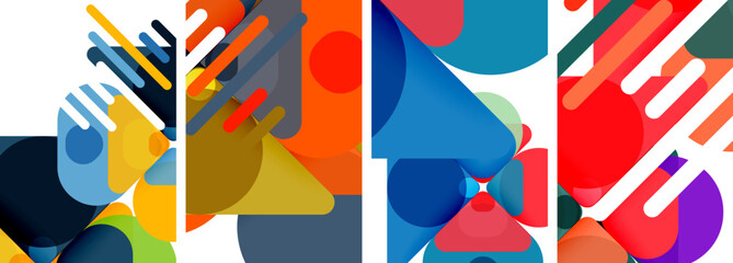 Colorful bright geometric abstract compositions for wallpaper, business card, cover, poster, banner, brochure, header, website