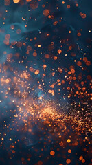 Abstract Dark Background with Smoke and orange Ember, Bokeh Effect,  Holiday and Festival Decorations