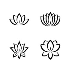 Vector lotus flower icon set, logo design template.