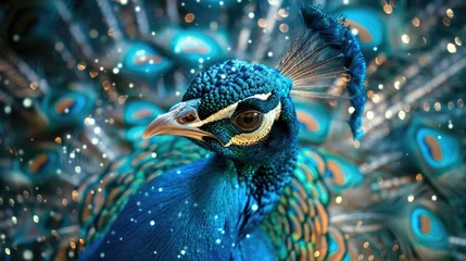 Deurstickers Queen of Peacocks: A Vibrant Display of Bright Colors and Silky Plumage © Arnolt