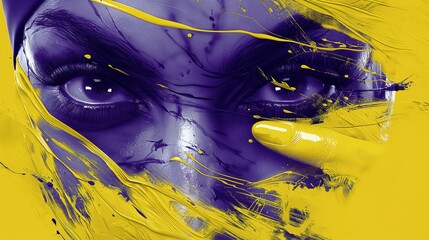Abstract Artistry: Vision in Violet and Yellow - A Fusion of Color and Emotion