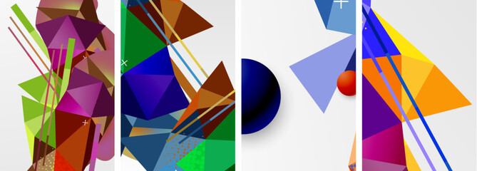 Geometric elements in abstract poster composition set. Vector illustration For Wallpaper, Banner, Background, Card, Book Illustration, landing page