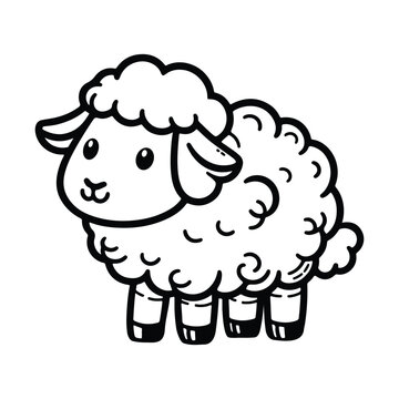 Line art of sheep cartoon vector