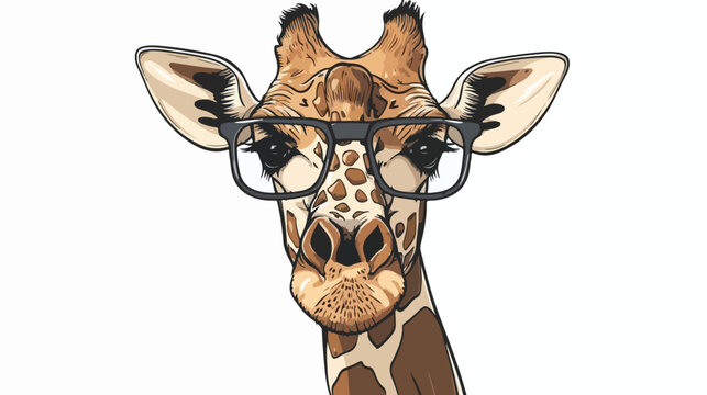 Giraffe with glasses icon over white background. hip
