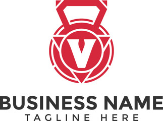 Letter V gym and fitness logo, f gym logo, professional and modern gym and fitness logo design vector template