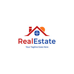 A simple and modern Real Estate logo is suitable for house rental services, buying and selling houses, and the like