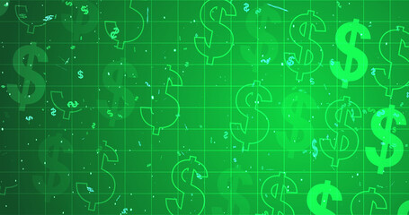 Dollar sign currency forex intraday options trading background. Stock market cryptocurrency bullion market analyzing trade motion graphic. Financial e-commerce wealth and money growth exchange bg.