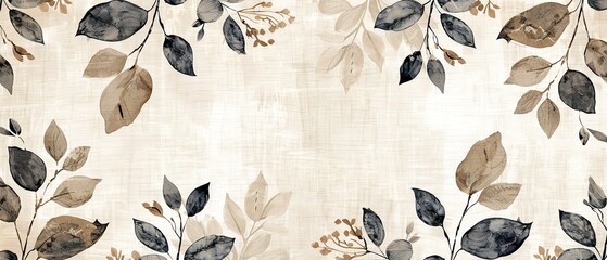 Handmade carved linen blocked print flower and leaves a backdrop illustration for product, Generative AI.