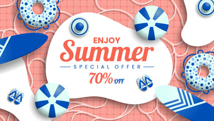 Obraz premium Modern summer sale special offer background with realistic objectsSummer Post 2