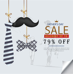 Fathers Day promotion advertisement template. Flyer design for Fathers Day Celebration. Shopping spree template.