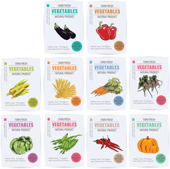 Fresh vegetable base food on flyers or advertisement, sale tag labels vector image. Colorful vegetable image.