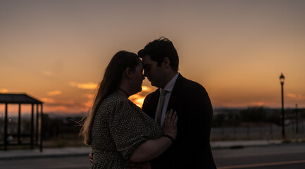 Dramatic Goodbye City Sunset Bus Stop Long Distance Relationship